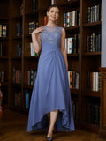 Jean A-Line/Princess Chiffon Applique Scoop Sleeveless Asymmetrical Mother of the Bride Dresses STKP0020257