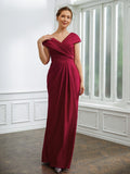 Marlene Sheath/Column Jersey Ruched V-neck Short Sleeves Floor-Length Mother of the Bride Dresses STKP0020252