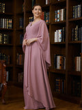 Kinley A-Line/Princess Chiffon Ruched V-neck 3/4 Sleeves Floor-Length Mother of the Bride Dresses STKP0020251