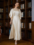 Cierra A-Line/Princess Silk like Satin Ruched Scoop 1/2 Sleeves Ankle-Length Mother of the Bride Dresses STKP0020243