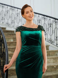 Kelsie Sheath/Column Velvet Ruched V-neck Sleeveless Floor-Length Mother of the Bride Dresses STKP0020245