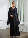 Ariana Sheath/Column Jersey Ruched V-neck Sleeveless Floor-Length Mother of the Bride Dresses STKP0020246