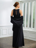 Ariana Sheath/Column Jersey Ruched V-neck Sleeveless Floor-Length Mother of the Bride Dresses STKP0020246