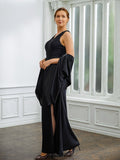 Ariana Sheath/Column Jersey Ruched V-neck Sleeveless Floor-Length Mother of the Bride Dresses STKP0020246