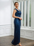 Jaylynn Sheath/Column Ruched V-neck Sleeveless Floor-Length Mother of the Bride Dresses STKP0020240