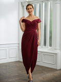 Yaritza Sheath/Column Stretch Crepe Ruched Off-the-Shoulder Sleeveless Floor-Length Mother of the Bride Dresses STKP0020245