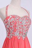 2024 Prom Dresses A Line Waist Halter Floor PZDP8BLQ