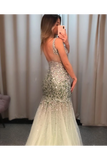 Silver Sequins Luxurious See Through Party Dress Backless Mermaid Long Prom STKP9RZ2GRG