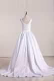 2024 Square Neckline Princess Wedding Dress Pleated Bodice PMSTL385