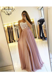 High Split Spaghetti A-Line Appliques Chiffon Prom Party STKPEP57HR2