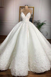 Ball Gown Spaghetti Straps Appliques Satin Wedding Dresses, Quineanera STK20455