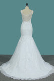 2024 New Arrival Wedding Dresses Scoop Mermaid Tulle With Applique PCCYPX42