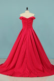 2024 A Line New Arrival Off The Shoulder Elastic Satin Evening Dresses PCA8GNHF