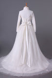 2024 Muslim Wedding Dresses Sweetheart Ball Gown Sweep/Brush Train Organza With PTA11BFN