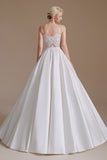 A-Line Elegant Sleeveless Stain Long Length Wedding Dresses