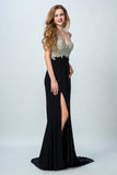 2024 Prom Dresses Full Beaded Bodice Backless Chiffon Sweep Train PBBEFT1E