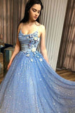 A-Line Spaghetti Straps Sweetheart Long Prom Dresses PG3N86T5