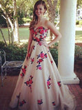 High Quality Sweetheart Sweep Train Champagne Prom Dresses