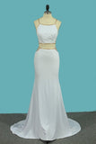 2024 Mermaid Spaghetti Straps Prom Dresses Spandex With Beading PMJ6BDCH