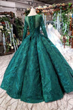 2024 Prom Dresses Scoop Long Sleeves Lace Up Back PJYKAH2A