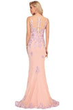 2024 Mermaid Scoop Tulle Prom Dresses With Beads&Appliques P4QJHYNT