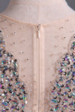 2024 Scoop Column Prom Dresses Beaded Bodice Spandex & Tulle Sweep PJ3XYQD1