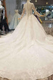 2024 Ball Gown Wedding Dresses High Neck Long Sleeves A-Line P8TQZ74D