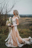 Long Sleeves Boho Wedding Dress With Appliques Mermaid STKP22A7X4E