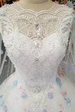 2024 Hot Selling Scoop Neck Wedding Dresses Lace Up With Appliques And P87L91QJ