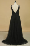 2024 Evening Dresses Bateau Floor Length Tulle With Applique And PSN2LKJM