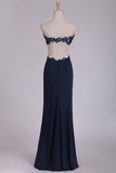 2024 Prom Dresses Sweetheart Sheath With Applique And Slit P9RGK84K