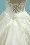 2024 Luxury Wedding Dresses A-Line Cap Sleeves Open Back Tulle PB4CN4LG