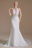 Mermaid Lace Appliques Elegant Backless Wedding Dresses