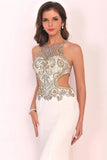 2024 Prom Dresses Scoop Beaded Bodice Mermaid Spandex PX69NZA7