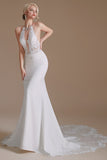 Mermaid Lace Appliques Elegant Backless Wedding Dresses