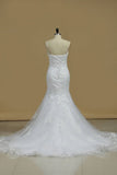 2024 Strapless Mermaid/Trumpet Wedding Dress With Applique P1D1Q8RA