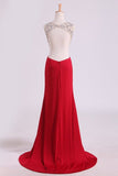 2024 Prom Dresses Scoop Beaded Bodice Spandex With Beading P1HYEK8J