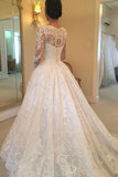 Amazing Long Sleeves Ball Gown Long Ivory Lace PH5GCBQE