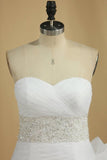 2024 A Line Wedding Dress Sweetheart Ruffles Court Train Beaded Belt PSZTBCPS