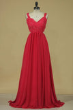 2024 Chiffon Straps With Beads A Line Floor Length Prom PZMBXFYK