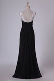 2024 Straps With Applique And Ruffles Prom Dresses A Line Chiffon PYRJRJDK