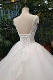 2024 New Arrival Wedding Dresses A-Line Scoop Neck Tulle Lace Up With PRLFP83B