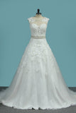 2024 New Arrival A Line Sweetheart Tulle Wedding Dresses With Applique PT3GHZTE