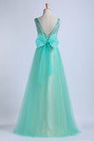 2024 Prom Dresses Scoop Floor Length Tulle With P6KYMZJF