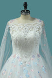 2024 Ball Gown Scoop Neck Wedding Dresses Lace Up With Appliques PMR69YG9