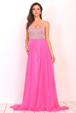 2024 A Line Sweetheart Beaded Bodice Prom Dresses Chiffon Sweep P8YC1KZQ