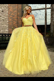 A Line V Neck 2 Pieces Tulle Prom Dresses PEF4JD3L