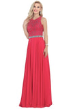 2024 Open Back Scoop A Line Prom Dresses With PJZ6MDSD