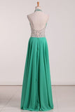 2024 A Line Halter With Beading Chiffon Sweep Train Prom PNMRC27C