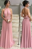 2024 A Line Halter Prom Dresses With Beads Waistline PC9NKDFJ